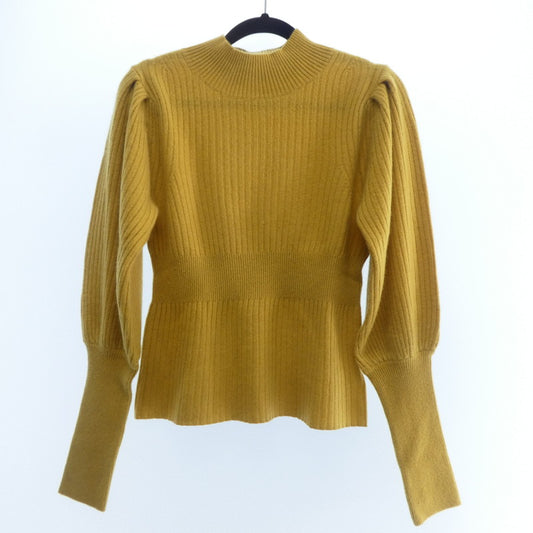 【中古】furfur | ファーファー パフスリーブリブプルオーバー セーター RWNT174091 2017A/W イエロー