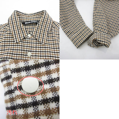 【中古】Palm Angels | パームエンジェルス スナップボタンマイクロチェックサハラオーバーシャツ 長袖シャツ PMES012F23FAB0046010 2023A/W サイズ：48