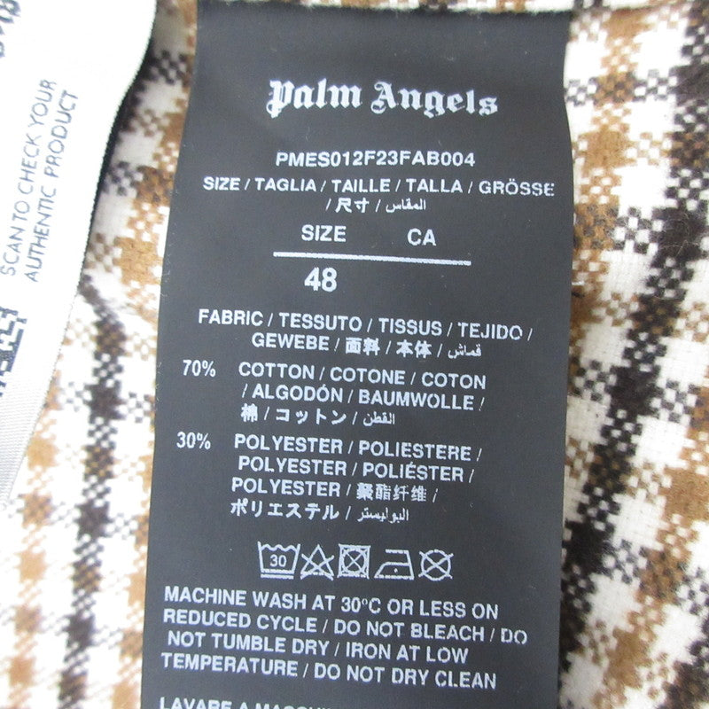 【中古】Palm Angels | パームエンジェルス スナップボタンマイクロチェックサハラオーバーシャツ 長袖シャツ PMES012F23FAB0046010 2023A/W サイズ：48