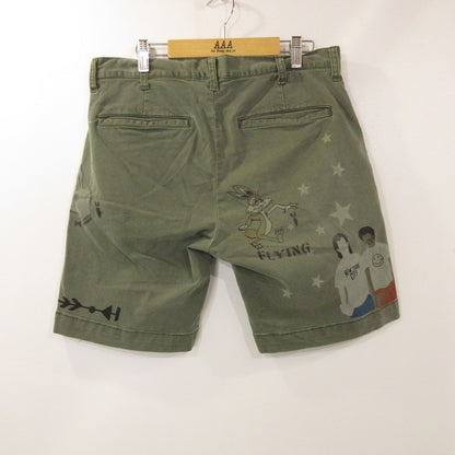 【中古】REMI RELIEF | レミレリーフ スタースタッズ ショートパンツ カーキグリーン サイズ：M
