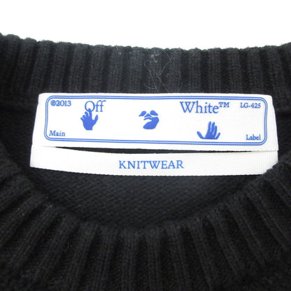 【中古】OFF-WHITE | オフホワイト OW LOGO ALLOVER KNIT CREWNECK セーター OMHE095F21KNI001 ブラック サイズ：S