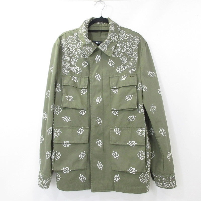 【中古】AMIRI | アミリ BLEACHED BANDANA M-65 ミリタリージャケット PF22MOS003/SR3BN0005SMRRCS0 オリーブ サイズ：50