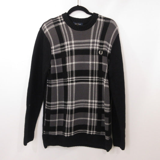 【中古】FRED PERRY | フレッドペリー TARTAN PANEL SWEATER セーター K4569/102 ブラック サイズ：S