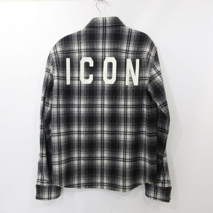 【中古】DSQUARED2 | ディースクエアード ICON オンブレチェックウールシャツ 長袖シャツ S79DL0036 ブラック サイズ：44