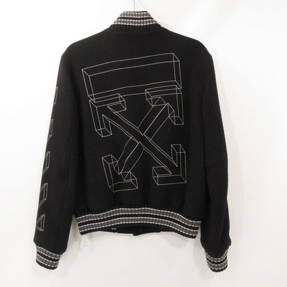 【中古】OFF-WHITE | オフホワイト 3D LINE SKINNY VARSITY JACKET スタジャン OMEA139E18A32002 並行品 ブラック サイズ：S