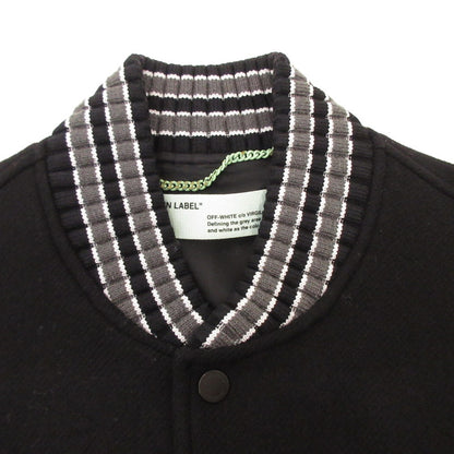 【中古】OFF-WHITE | オフホワイト 3D LINE SKINNY VARSITY JACKET スタジャン OMEA139E18A32002 並行品 ブラック サイズ：S