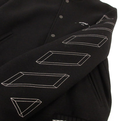 【中古】OFF-WHITE | オフホワイト 3D LINE SKINNY VARSITY JACKET スタジャン OMEA139E18A32002 並行品 ブラック サイズ：S