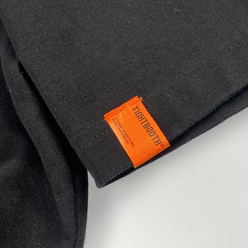 【中古】TIGHTBOOTH PRODUCTION | タイトブースプロダクション WARNING T-SHIRT 半袖Ｔシャツ ブラック サイズ：L