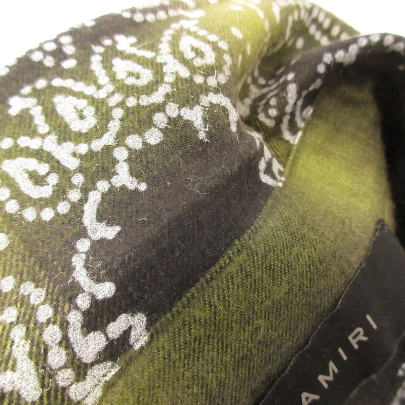 【中古】AMIRI | アミリ BLEACH BANDANA SHADOW PLAID 長袖シャツ SR3DL0007SMRDDJ1 国内正規品 グリーン サイズ：48