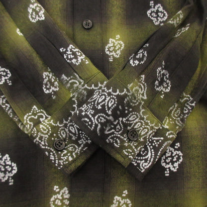 【中古】AMIRI | アミリ BLEACH BANDANA SHADOW PLAID 長袖シャツ SR3DL0007SMRDDJ1 国内正規品 グリーン サイズ：48
