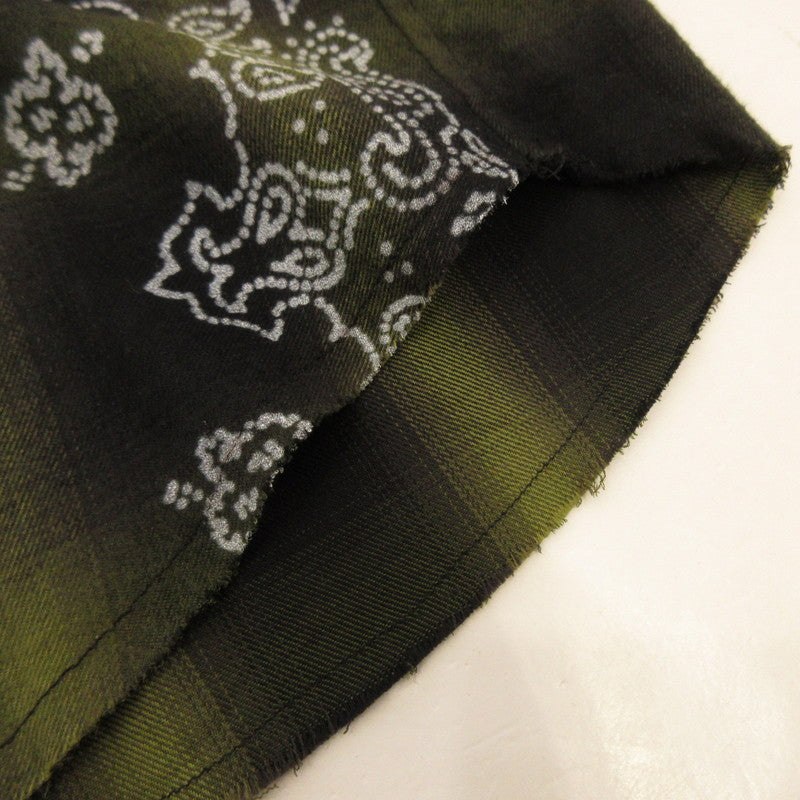 【中古】AMIRI | アミリ BLEACH BANDANA SHADOW PLAID 長袖シャツ SR3DL0007SMRDDJ1 国内正規品 グリーン サイズ：48