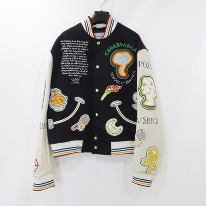 【中古】CASABLANCA | カサブランカ Chenille Embroidered Patchwork Bomber Jacket スタジャン MF24-0T-131-0 - サイズ：M