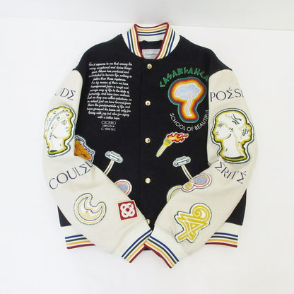 【中古】CASABLANCA | カサブランカ Chenille Embroidered Patchwork Bomber Jacket スタジャン MF24-0T-131-0 - サイズ：M