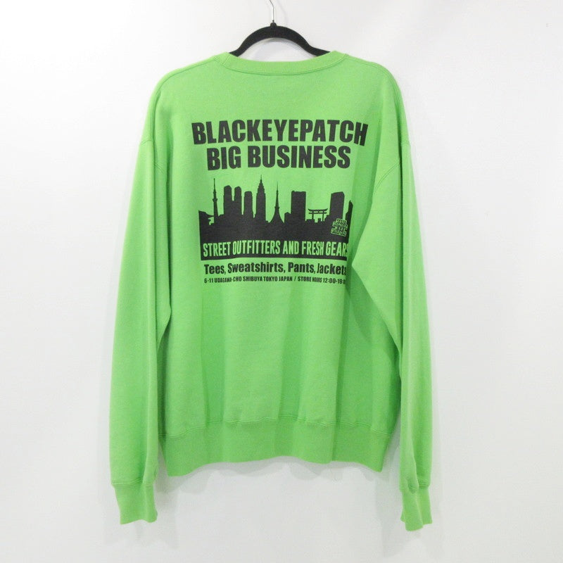 【中古】BlackEyePatch | ブラックアイパッチ BIG BUSINESS OG LABEL CREW SWEAT スウェット グリーン サイズ：L