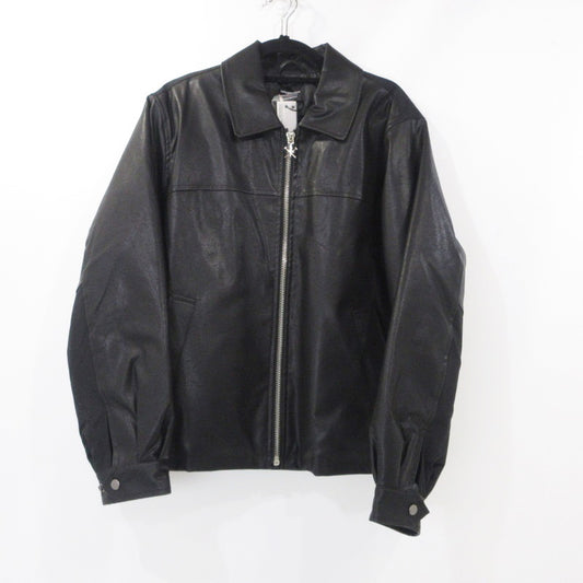 【中古】UNKNOWN LONDON | アンノウンロンドン JEWEL SKELETON LEATHER JACKET レザー ブラック サイズ：M