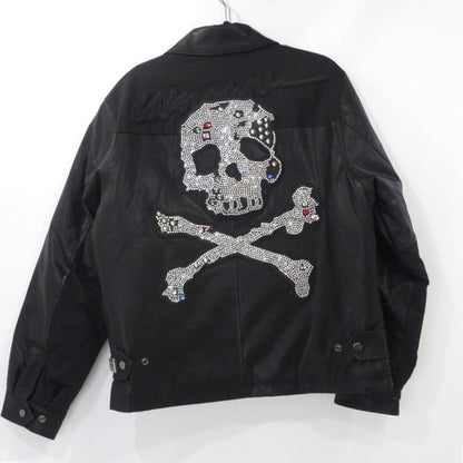 【中古】UNKNOWN LONDON | アンノウンロンドン JEWEL SKELETON LEATHER JACKET レザー ブラック サイズ：M