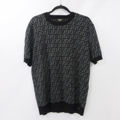 【中古】FENDI | フェンディ ブラックファブリックセーター ニット FZY443 AKEW ブラック サイズ：50