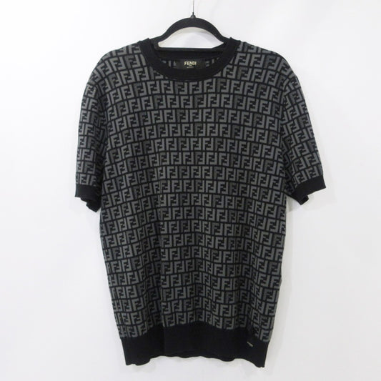 【中古】FENDI | フェンディ ブラックファブリックセーター ニット FZY443 AKEW ブラック サイズ：50