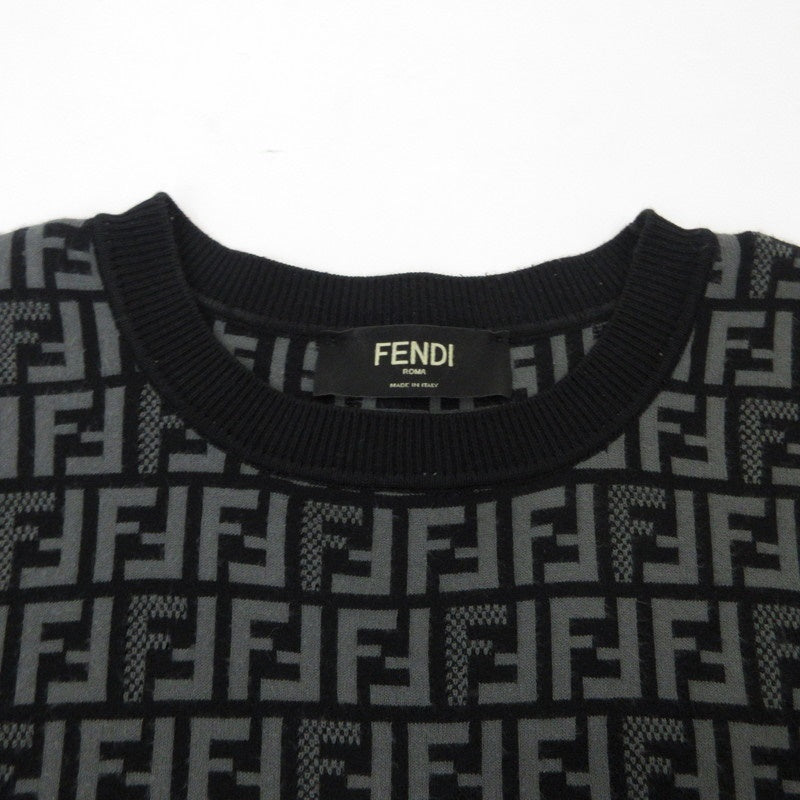 【中古】FENDI | フェンディ ブラックファブリックセーター ニット FZY443 AKEW ブラック サイズ：50