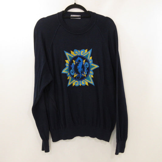 【中古】YVES SAINT LAURENT | イヴ・サンローラン タツノオトシゴ セーター ネイビー サイズ：M