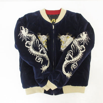 【中古】TAILOR TOYO(東洋エンタープライズ) | テイラートウヨウテイラートーヨー M品番 白虎 日本地図 スーベニアジャケット M18427 ネイビー サイズ：M