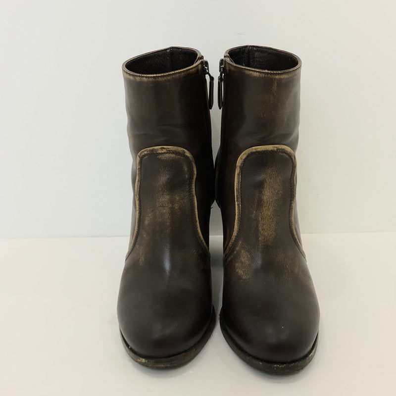 【中古】PRADA | プラダ サイドジップアンクルブーツ ブーツ 1T506EF ブラウン 24cm