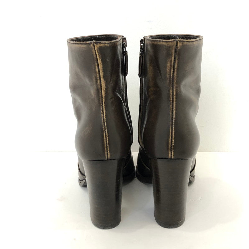 【中古】PRADA | プラダ サイドジップアンクルブーツ ブーツ 1T506EF ブラウン 24cm