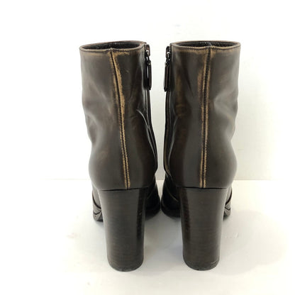 【中古】PRADA | プラダ サイドジップアンクルブーツ ブーツ 1T506EF ブラウン 24cm