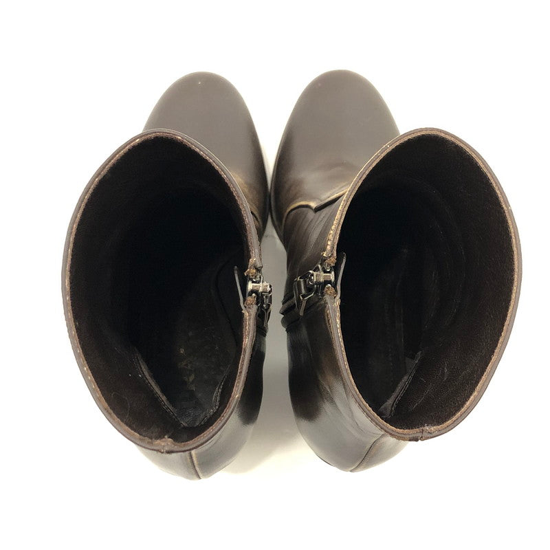 【中古】PRADA | プラダ サイドジップアンクルブーツ ブーツ 1T506EF ブラウン 24cm