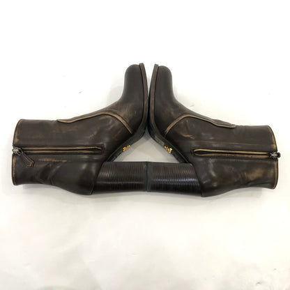 【中古】PRADA | プラダ サイドジップアンクルブーツ ブーツ 1T506EF ブラウン 24cm