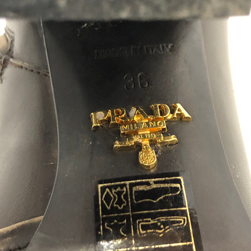 【中古】PRADA | プラダ サイドジップアンクルブーツ ブーツ 1T506EF ブラウン 24cm