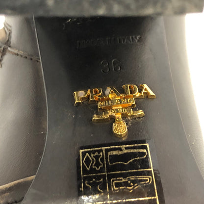 【中古】PRADA | プラダ サイドジップアンクルブーツ ブーツ 1T506EF ブラウン 24cm