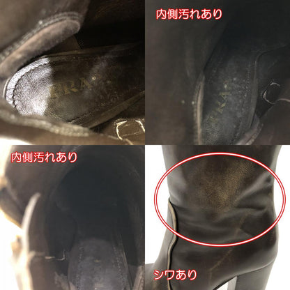 【中古】PRADA | プラダ サイドジップアンクルブーツ ブーツ 1T506EF ブラウン 24cm