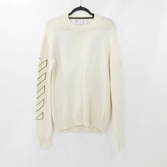 【中古】OFF-WHITE | オフホワイト ARROW DIAG OUTLINE セーター OMHE087F21KNI001 ホワイト サイズ：M