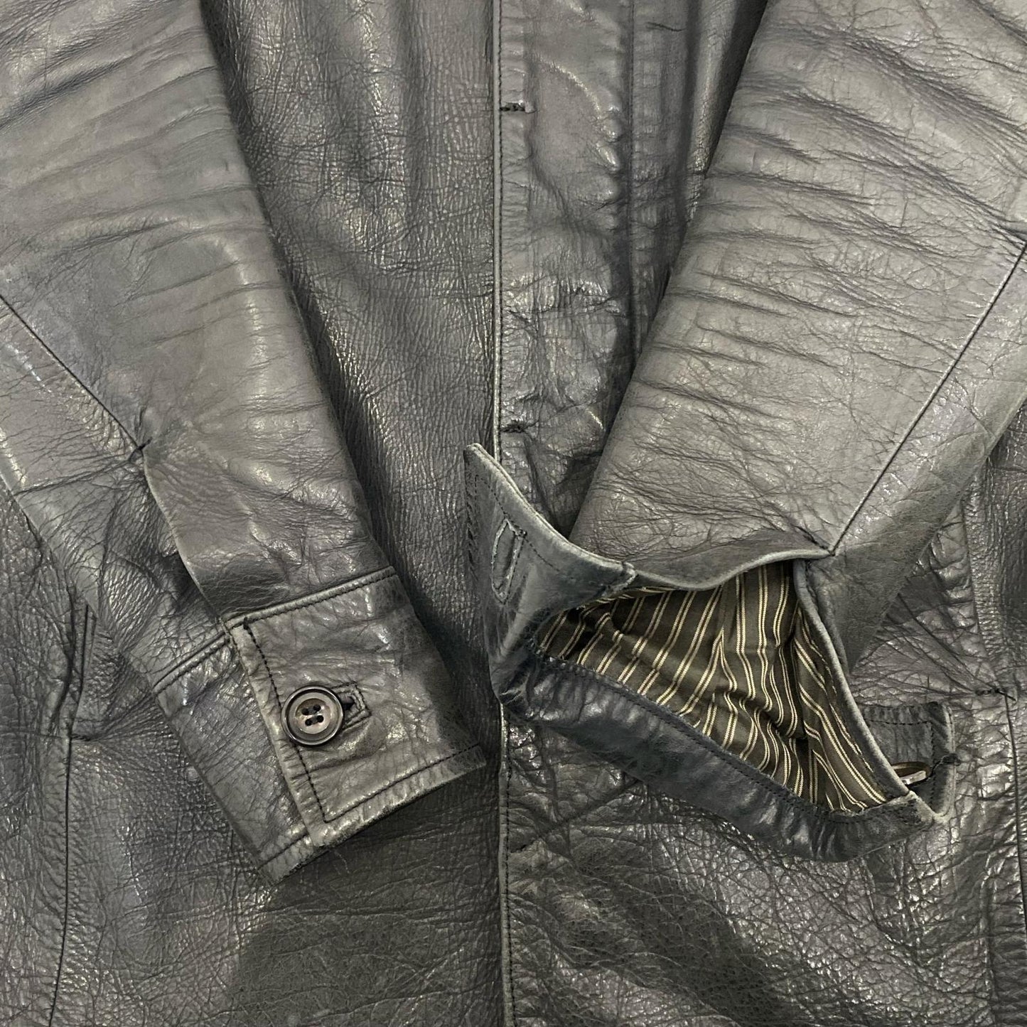 【中古】 オイルドステアレザーコート レザー 5180 2015A/W ブラック