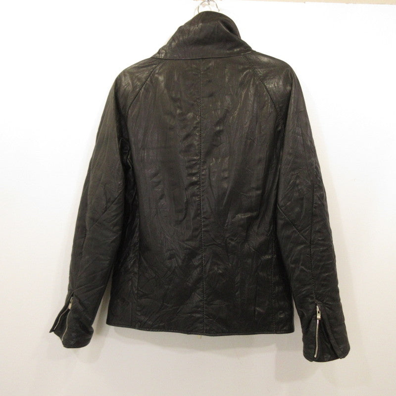 【中古】 CARF LEATHER HIGH NECK BIAS ZIP DOWN BLOUSON レザー 11327-4440 ブラック サイズ：XS