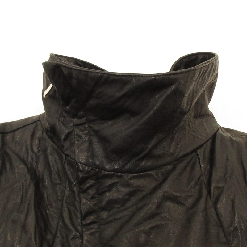 【中古】 CARF LEATHER HIGH NECK BIAS ZIP DOWN BLOUSON レザー 11327-4440 ブラック サイズ：XS