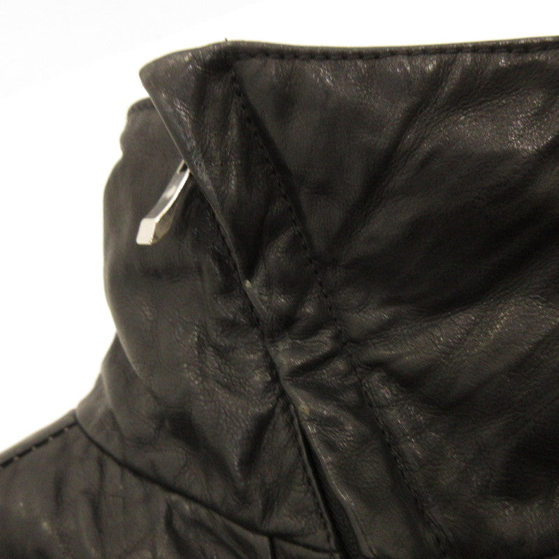 【中古】 CARF LEATHER HIGH NECK BIAS ZIP DOWN BLOUSON レザー 11327-4440 ブラック サイズ：XS