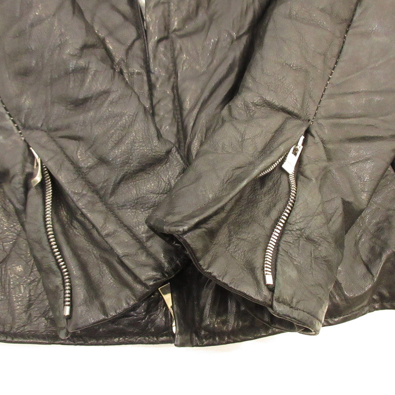 【中古】 CARF LEATHER HIGH NECK BIAS ZIP DOWN BLOUSON レザー 11327-4440 ブラック サイズ：XS