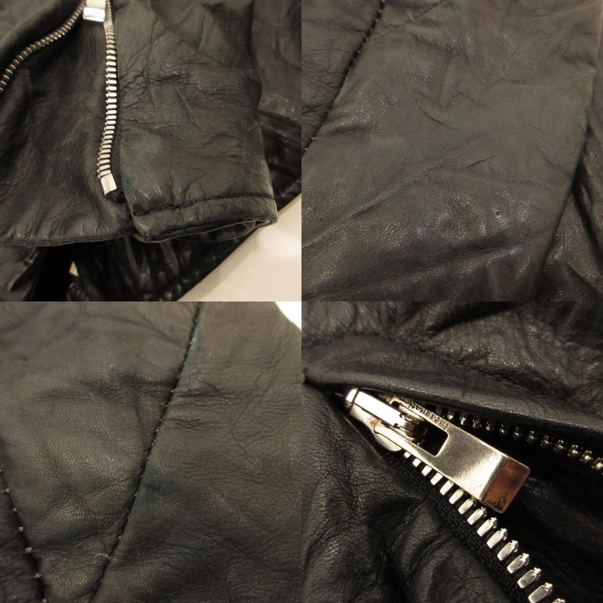 【中古】 CARF LEATHER HIGH NECK BIAS ZIP DOWN BLOUSON レザー 11327-4440 ブラック サイズ：XS