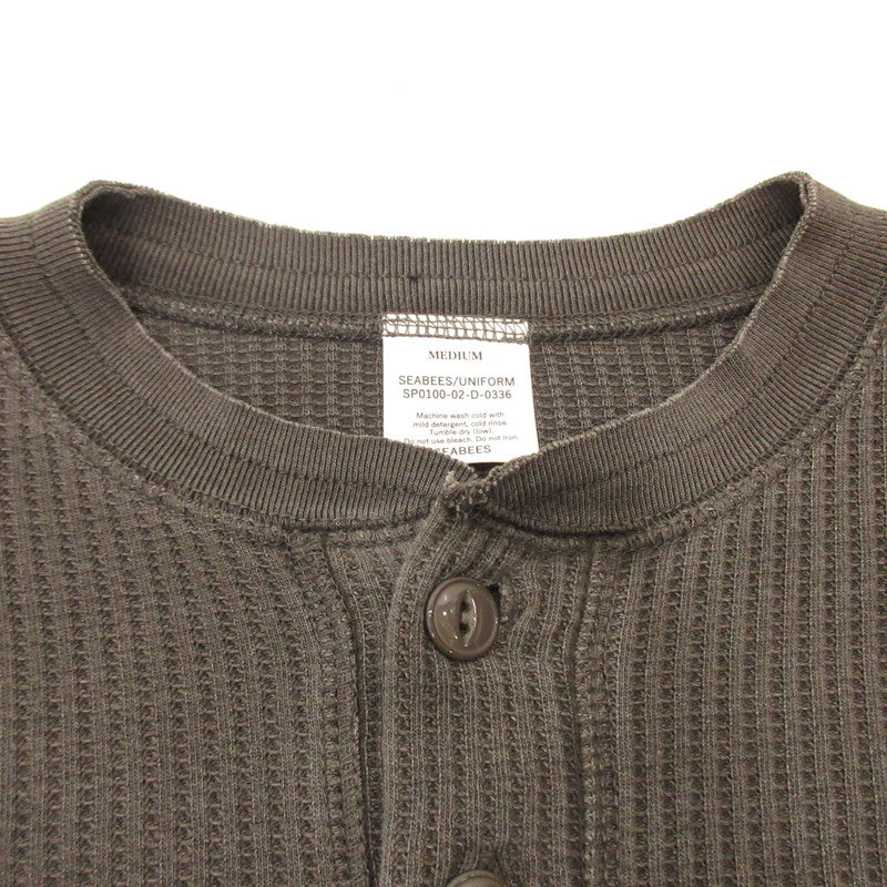 Thermal Pigment Henley Neck Long Sleeve T-shirt 2423-SB12RE Charcoal Gray Size: M