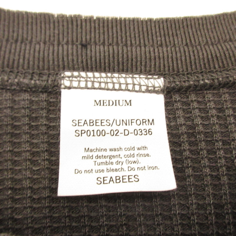 Thermal Pigment Henley Neck Long Sleeve T-shirt 2423-SB12RE Charcoal Gray Size: M