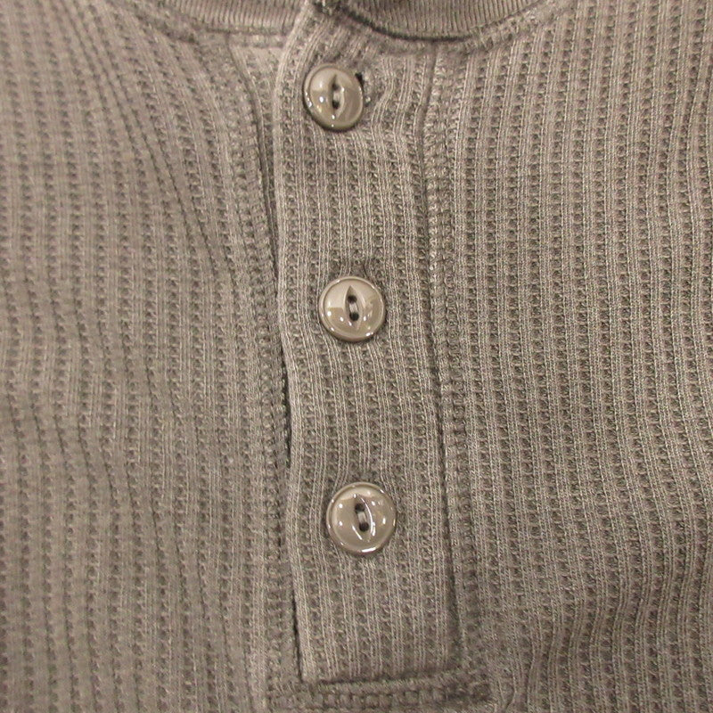 Thermal Pigment Henley Neck Long Sleeve T-shirt 2423-SB12RE Charcoal Gray Size: M