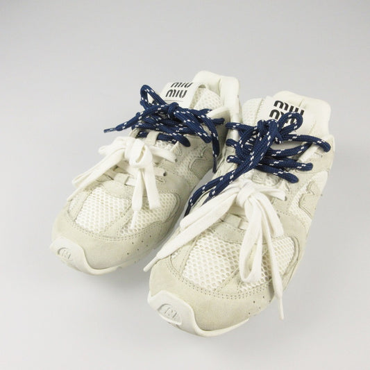 【中古】Miu Miu | ミュウ ミュウ スエード×メッシュ スニーカー 530SL 2024S/S サイズ:24.5cm ×NEW BALANCE グレー