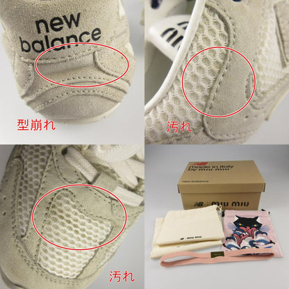 【中古】Miu Miu | ミュウ ミュウ スエード×メッシュ スニーカー 530SL 2024S/S サイズ:24.5cm ×NEW BALANCE グレー