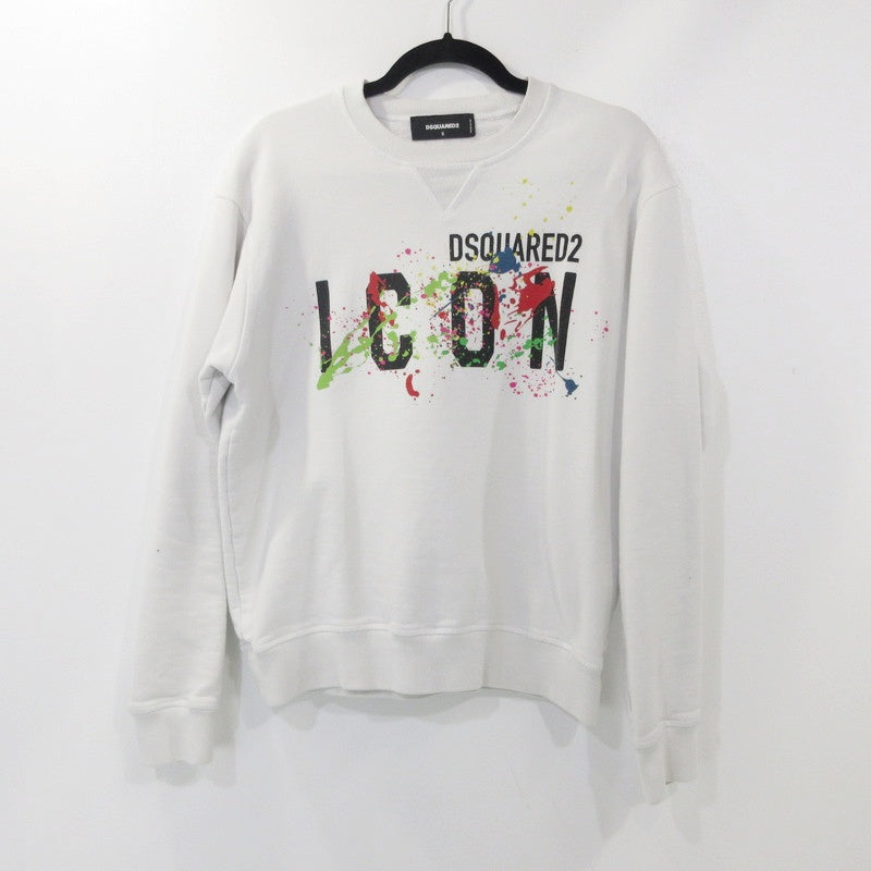 【中古】DSQUARED2 | ディースクエアード Icon Splatter Sweat スウェット S79GU0073 ホワイト サイズ：S