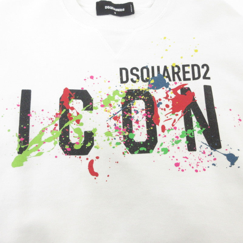 【中古】DSQUARED2 | ディースクエアード Icon Splatter Sweat スウェット S79GU0073 ホワイト サイズ：S