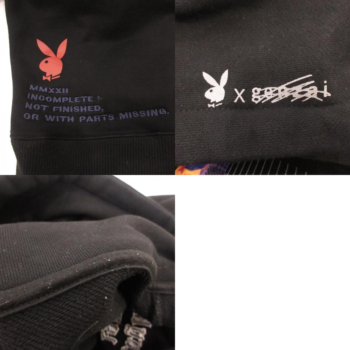 【中古】GENZAI | ゲンザイ Collage Zip Hoodie パーカー GZ1129 ブラック サイズ：XL