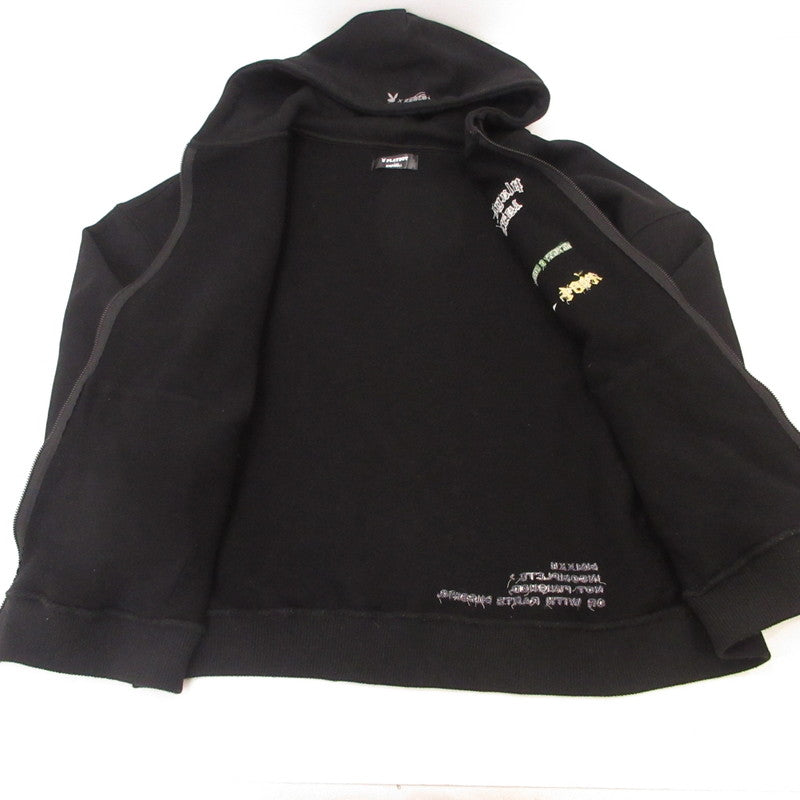 【中古】GENZAI | ゲンザイ Collage Zip Hoodie パーカー GZ1129 ブラック サイズ：XL