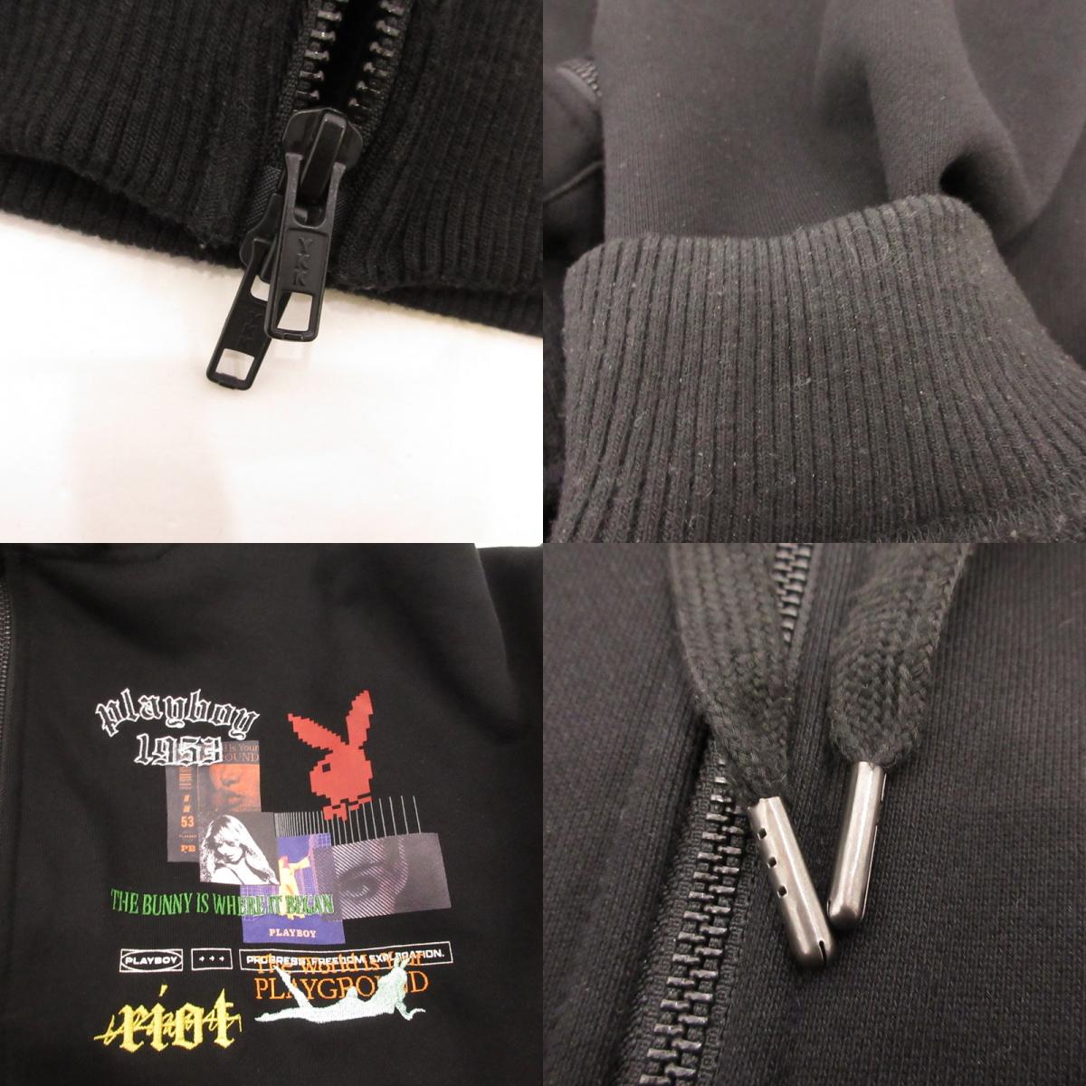 【中古】GENZAI | ゲンザイ Collage Zip Hoodie パーカー GZ1129 ブラック サイズ：XL